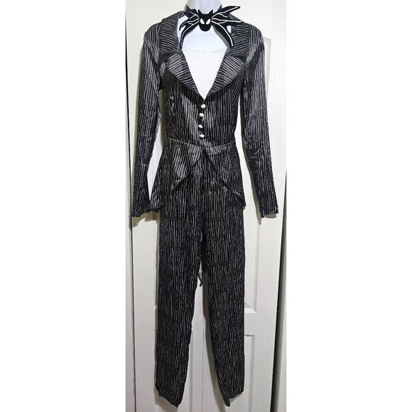 Womens Jack Skellington Nightmare Before Christmas Costume Suit Bat Bowtie LG - Picture 1 of 5